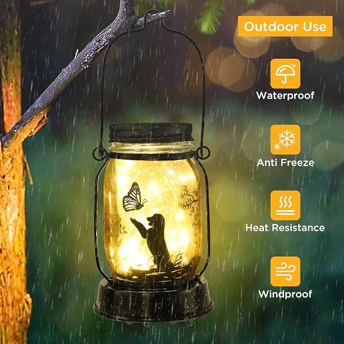 kyoryuger Dog Solar Lanterns Retriever Dog Solar Lights Golden Retriever Gifts for Women Men Dog Lovers Gifts Decorative Hanging Dog Lanterns with Stake for Yard Lawn Garden Decor Outdoor Dog Light - Bloomnest
