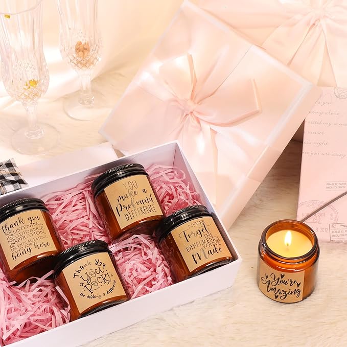 Roowest 10 Jars Thank You Gift Candles 3.5 oz Employee Appreciation Gifts Bulk Soy Wax Jar Inspirational Candle Thank You for Coworkers Employee Women Secretaries Teacher Volunteers(Classic) - Bloomnest