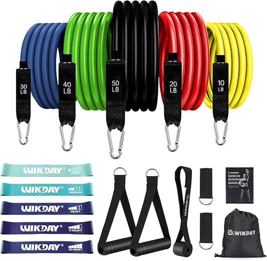 Exercise Resistance Bands with Handles for Working Out, 150/200/250/300 lbs Workout Bands Set with Door Anchor for Physical Therapy, Yoga, Pilates - Bloomnest