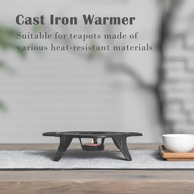 Cast Iron Candle Warmer for Tea Kettle or Tea Pot, Tea Light Warmer, Teapot and Dish Cups Heater, Pan Trivet, Vintage Decorative Stands for Heat Tea or Coffee Milk(Round) - Bloomnest
