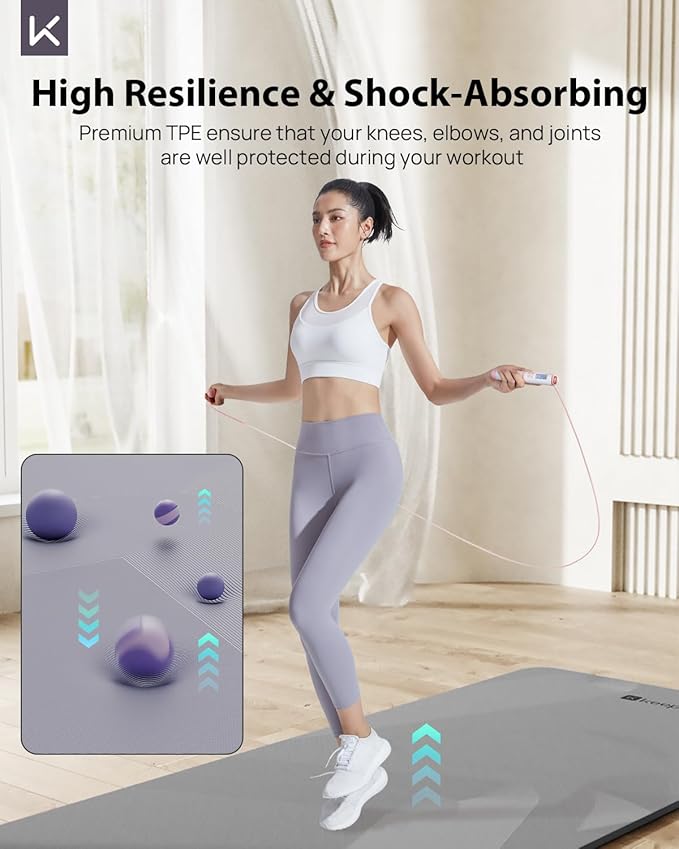 KEEP Yoga Mat, 32" Extra Wide Exercise Mat with Strap for Men and Women, 7mm Thick Double-Sided Non-Slip Eco-friendly Yoga Mat for Pilates, Workout and Fitness - Bloomnest