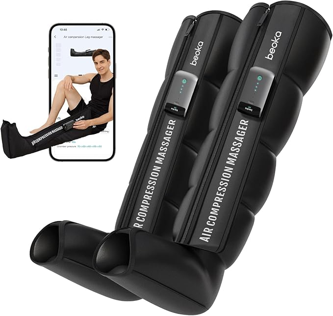 beoka Leg Massager for Circulation and Pain Relief, Leg Recovery System for Fast Recovery, Cordless Air Compression Boots with 3 Modes 5 Intensities for Athletes Runners and Travelers-S