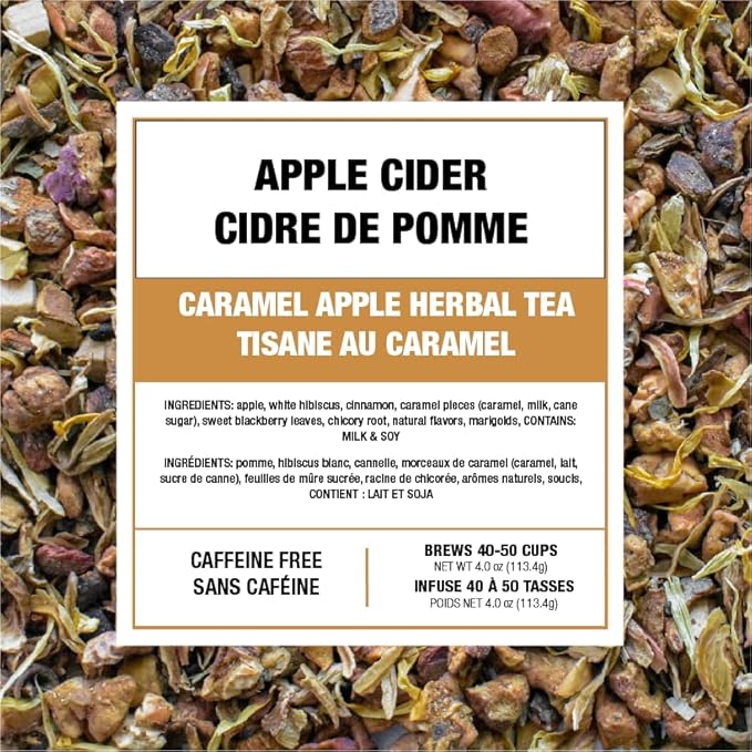 Tiesta Tea - Apple Cider, Loose Leaf, Caramel Apple Herbal Tea, Blend, Non-Caffeinated, Makes Hot or Iced Up to 40-50 Cups, 4oz Refillable Tin - Bloomnest