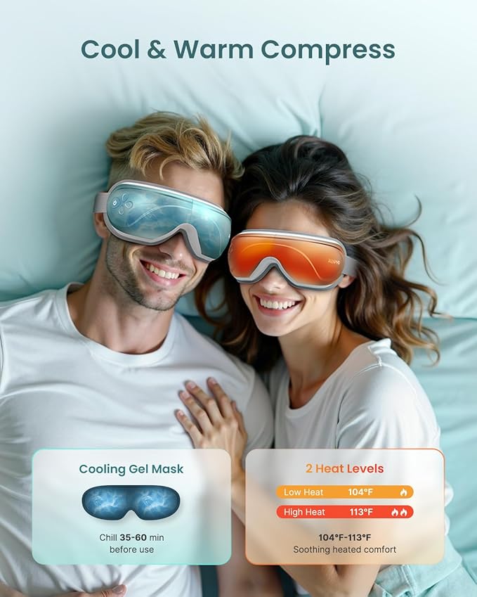 RENPHO Eye Massager with Heat and Cooling, Birthday Gifts for Mom Dad Women Men Heated Eye Mask for Migraine Relief Reduce Strain Improve Sleep Eyeris 2 RENPHO