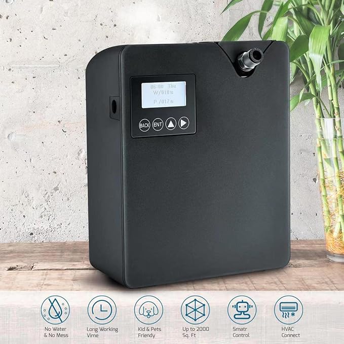 JCLOUD Smart Scent Air Machine with Cold Air Tech for Home, Professional Waterless Essential Oil Diffuser 300ML, HVAC Scent Diffuser for Essential Oils for Large Room, Office, Spa, Black - Bloomnest