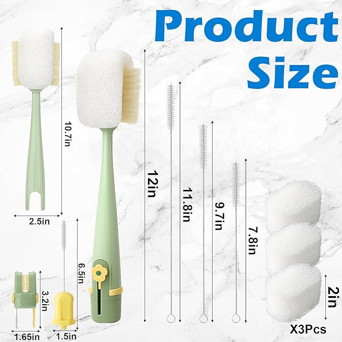 Palksky 5 in 1 Water Bottle Cleaning Brush Set, Multifunctiona Brush and Straw Cleaner for Owala/Stanley/Hydro/Yeti/Simple Modern Cup Accessories Palksky