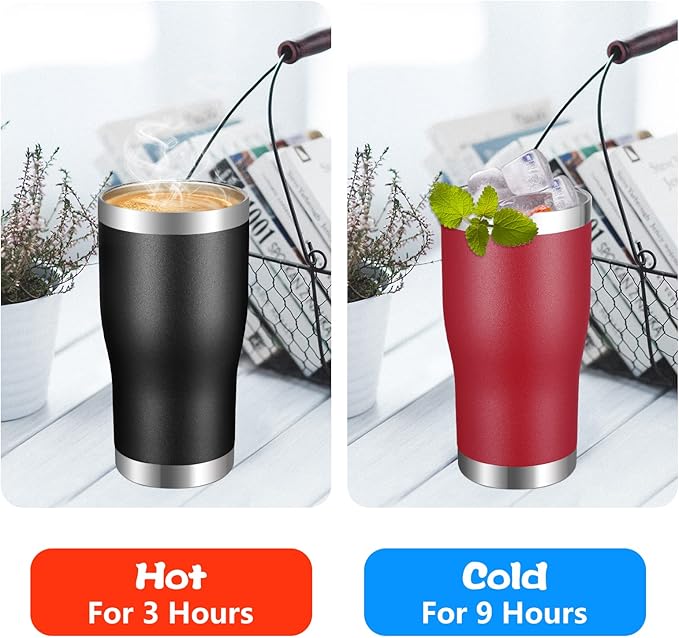 VEGOND 20oz Tumbler Stainless Steel Tumbler Cup with Lid And Straw Vacuum Insulated Double Wall Travel Coffee Mug(Black 12 Pack) - Bloomnest
