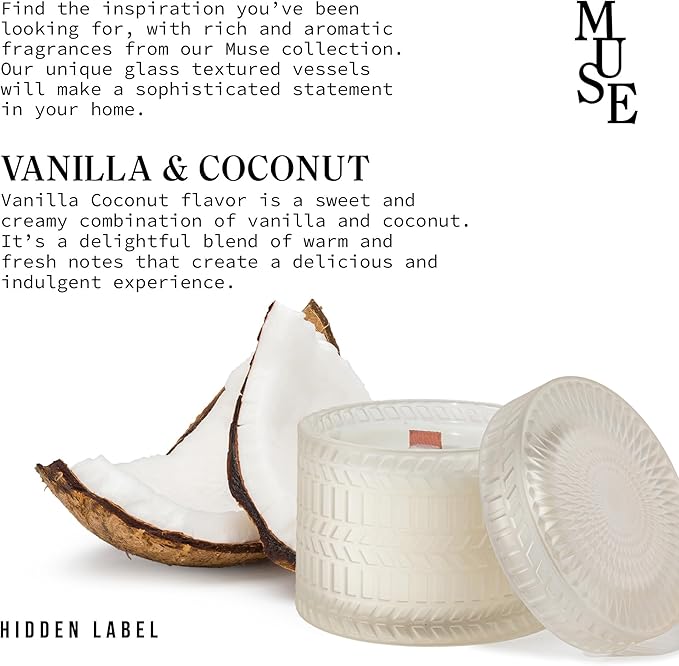 Vanilla Coconut Crackling Wood Wick Soy Candles in 7.4oz Glass Jar | Long-Lasting Scented Candles Gift Set for Valentine's Day, Mother's Day | Luxury Home Decor & Relaxation Gift for Women - Bloomnest
