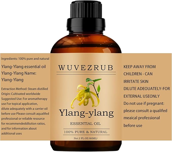 Ylang-Ylang Essential Oils 60ML, 100% Pure and Natural Essential Oil for Aromatherapy Diffuser - 2 Fl Oz/Ylang-Ylang WUVEZRUB