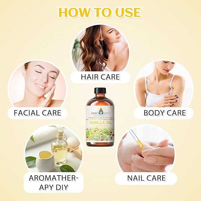 EVOKE OCCU Vanilla Essential Oil for Relaxation in The Home Office Living Room, Add to Diffuser Candle Soap - 4 Fl Oz - Bloomnest