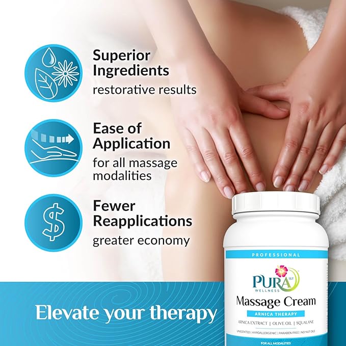 Wellness Professional Arnica Therapy 128oz Massage Cream, for Bruising, Olive Oil, Arnica Extract, Unscented, Hypoallergenic, Natural, Skin Moisturizing & Hydrating, Deep Tissue, Wellness - Bloomnest
