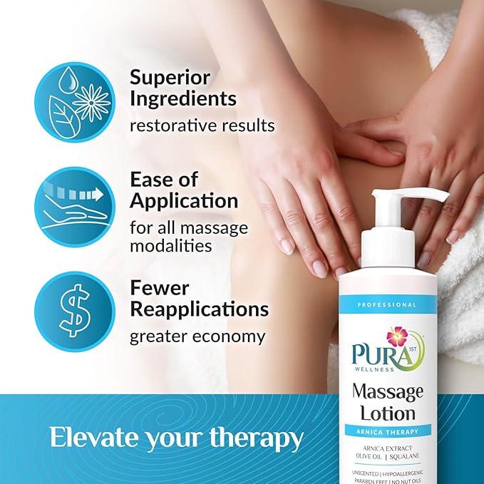 Wellness Professional Arnica Therapy 8oz Massage Lotion, for Bruising, Olive Oil, Arnica Extract, Unscented, Hypoallergenic, Natural, Skin Moisturizing and Hydrating, Deep Tissue - Bloomnest