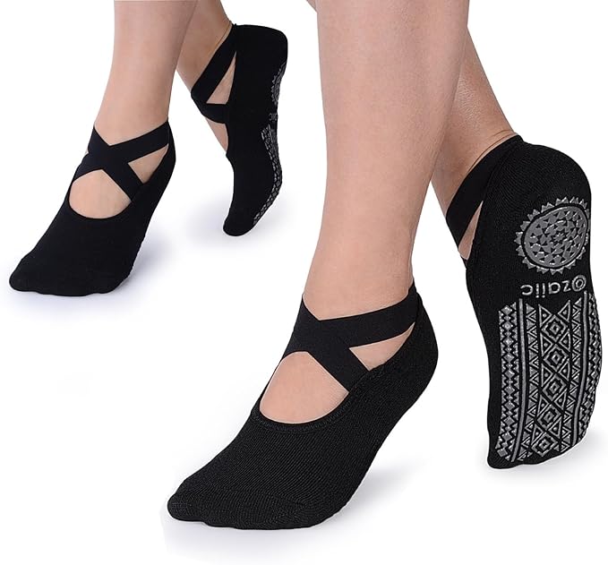 Ozaiic Pilates Socks for Women Non Slip Grip, Yoga Socks with Grippers for Barre, Hospital, Ballet, Dance, Barefoot Workout - Bloomnest
