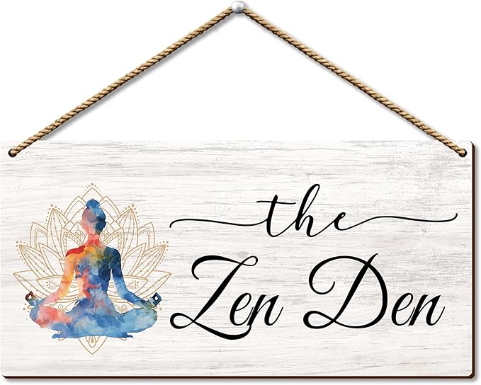 Zen Den Wooden Sign with Stand - Serene Meditation Room Decor - Mindfulness & Yoga Wall Art - Inspirational Spa, Home Office, or Wellness Center Plaque. (056) - Bloomnest
