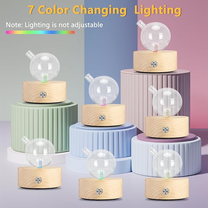 Vintage Aromatherapy Essential Oil Diffuser Lychee New Professional 7 Color Pure Essential Oils Fragrances Aromatherapy Wood & Glass Diffuser for Home Office Hotel SPA (Button Mode86)