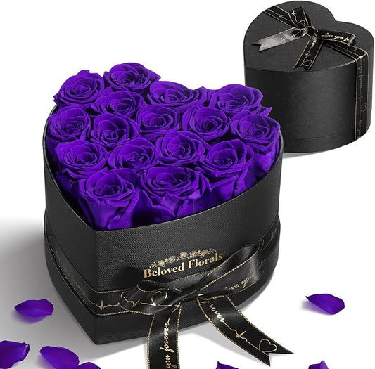 16 Preserved Flowers Rose Birthday Gifts for Women Her Mom Wife Girlfriend Grandma on Valentines Mothers Day Christmas Anniversary Romantic(Purple) - Bloomnest