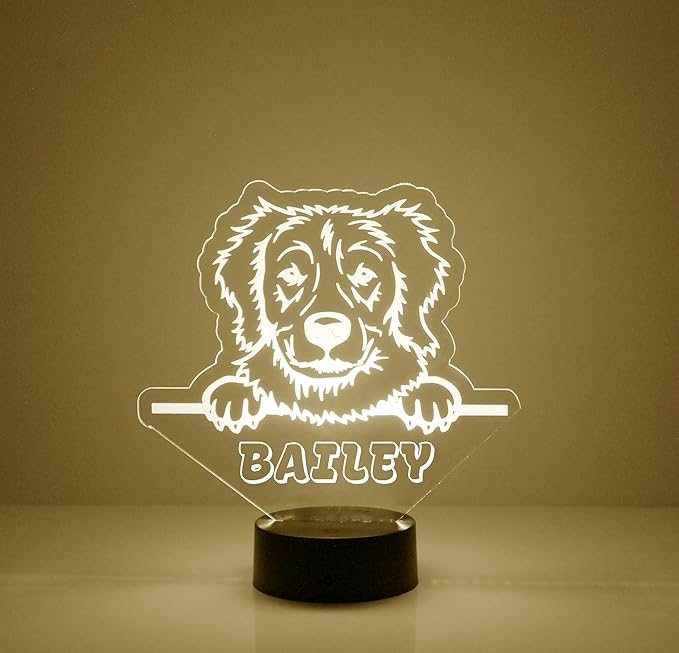 Custom Golden Retriever Dog LED Sign Night Light Lamp with Remote, Light Up Display with Personalized Name or Image, Customized, Made in The USA, Clear Acrylic Home Decor Design, 16 Colors, 4 Modes - Bloomnest