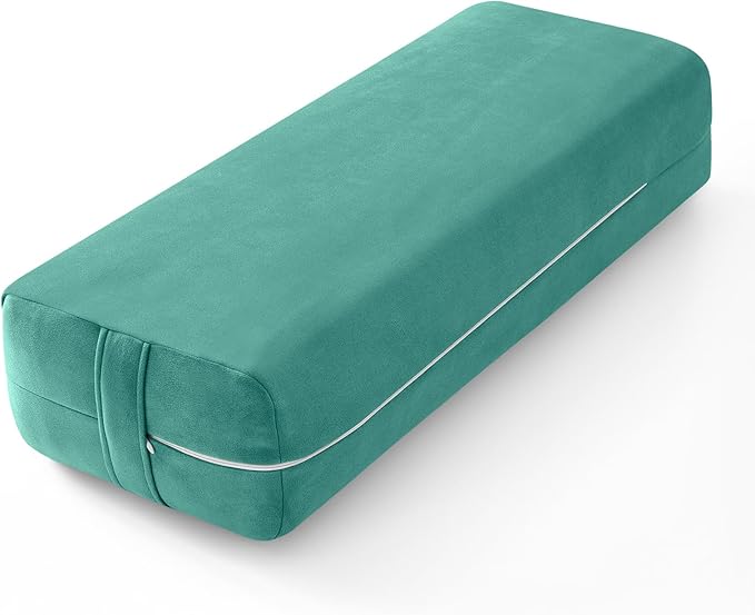 Wellsin Rectangular Yoga Bolster - Meditation Pillow with Washable Suede Cover, 27"X10" X5.5" - Bloomnest