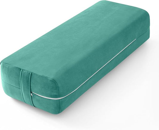 Wellsin Rectangular Yoga Bolster - Meditation Pillow with Washable Suede Cover, 27"X10" X5.5" - Bloomnest