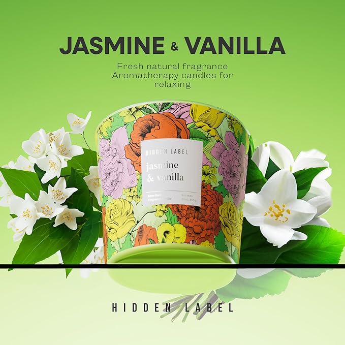 Big Candle, Vanilla Jasmine Scented Candle, 30oz Natural Soy Wax, 3-Wick Large Candles for Home, Up to 100Hours Long-Lasting,Clean Burn,Non Toxic Aromatherapy Candle Gift for Women,Men,Large Rooms - Bloomnest