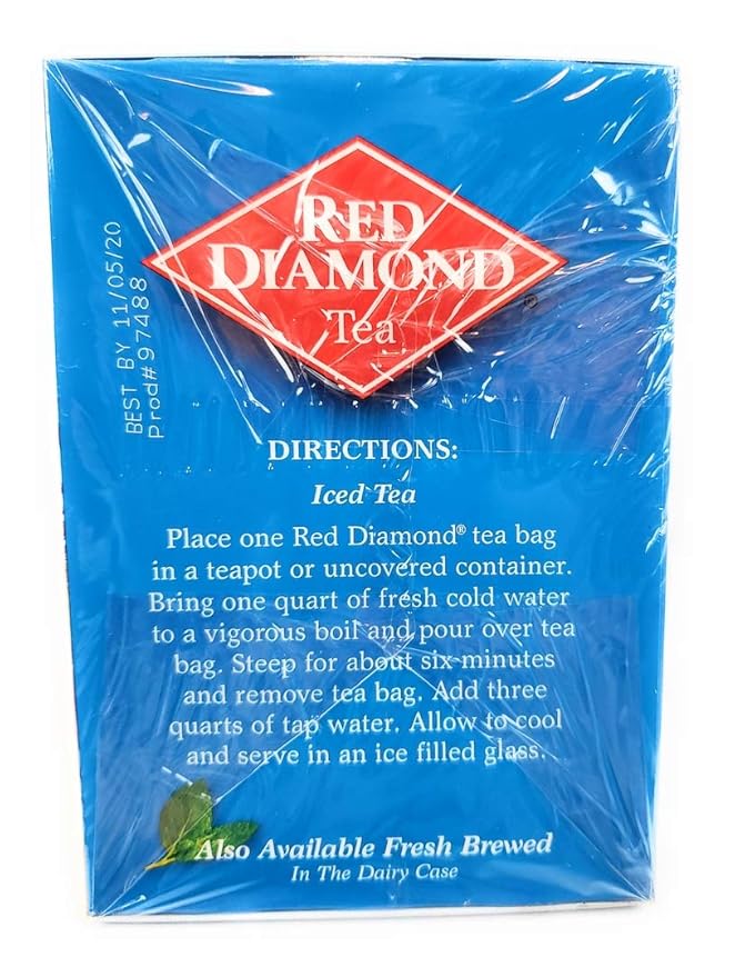Red Diamond All Natural Iced Tea Bags Gallon Size, 12 Count (1) - Bloomnest