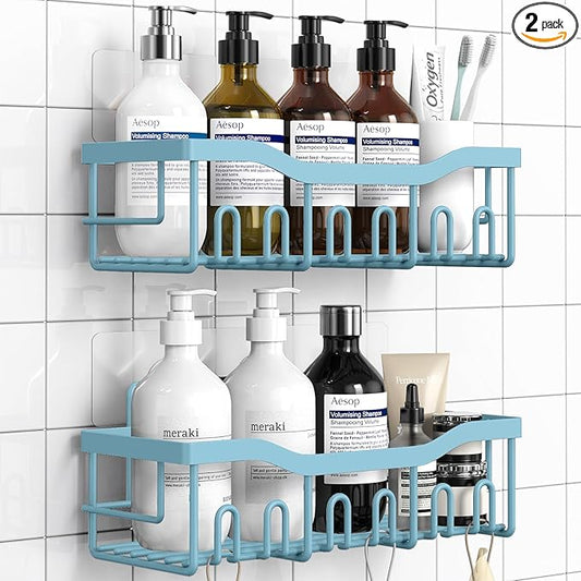 EUDELE Shower Caddy 2 Pack, Adhesive Shower Organizer for Home Decor & Kitchen Organizers, No Drilling, Rustproof Stainless Steel Bathroom Shelves - Bloomnest