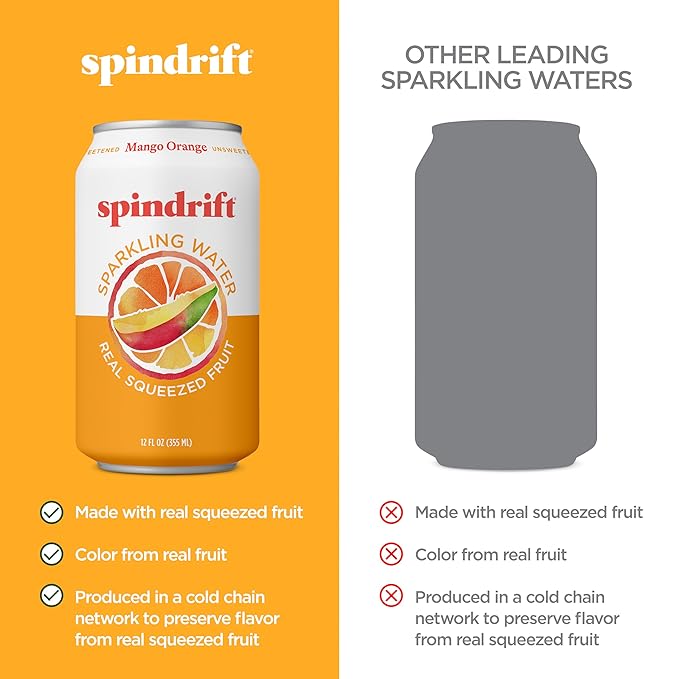 Spindrift Mango Orange Sparkling Water SpindriftSparklingWater