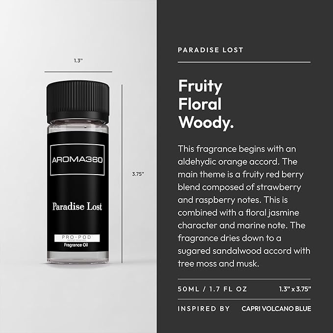 Aroma360 - Paradise Lost Pro Pod Fragrance Oil Blend | Hotel Inspired Luxury Essential Oil Diffuser | Aromatherapy Scent Diffuser Oil | Orange, Raspberry and Marine 1.7 fl oz, 50 mL - Bloomnest