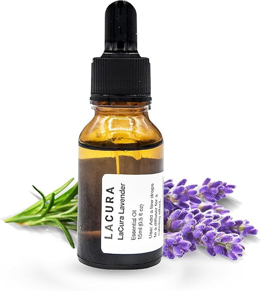 LaCura Pure Lavender Essential Oil for Home Aromatherapy - 100% Pure Therapeutic Grade Oil for Stress Relief, Sleep & Skincare - 15ml with Precision Dropper for Effortless Application LacuraPureEssentialOils