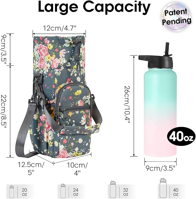 sportsnew Water Bottle Holder with Strap 32oz 40oz Insulated Water Bottle Carrier Sling Bag with Phone Pocket Crossbody sportsnew