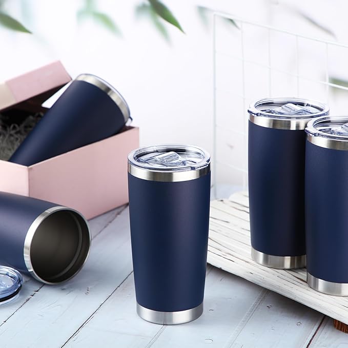 Sieral 36 Packs Stainless Steel Tumbler Bulk with Lid Vacuum Double Wall Insulated Travel Coffee Mug Powder Coated Tumbler Cup for Graduation Wedding Christmas Birthday Party(Navy Blue, 16 oz) - Bloomnest