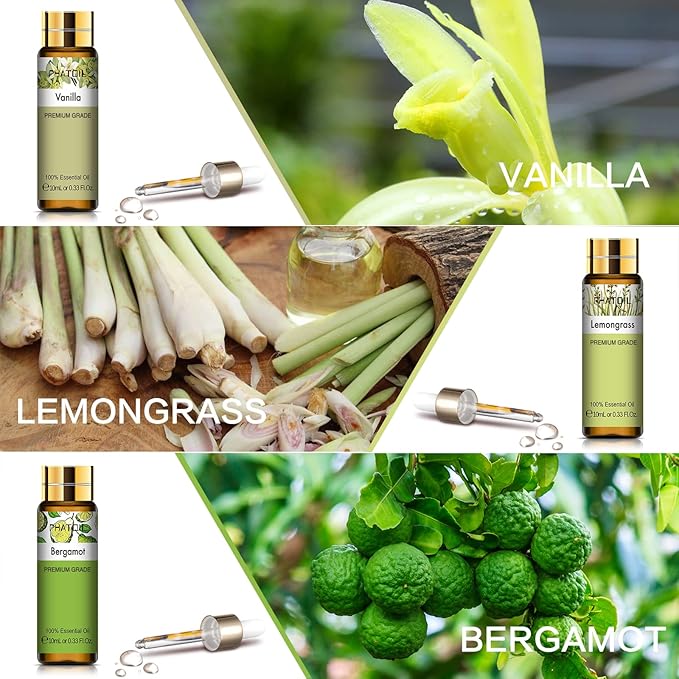 PHATOIL 9PCS Premium Quality Essential Oils Set for Soap Making Diffusers, 10ml/0.33fl. oz Fragrance Oils, Long Lasting Scents, Ideal Gift Set for Friends and Families - Bloomnest