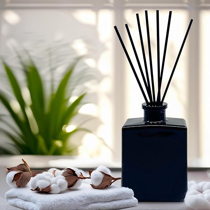 Urban Naturals Crisp White Linen Reed Diffuser Gift Set – Citrus, Ozone, Ylang–Ylang, Lilies & Sandalwood for a Fresh Smelling Home – 5 Ounce Sleek Black Rectangular Glass Bottle – Made in the USA UrbanNaturals