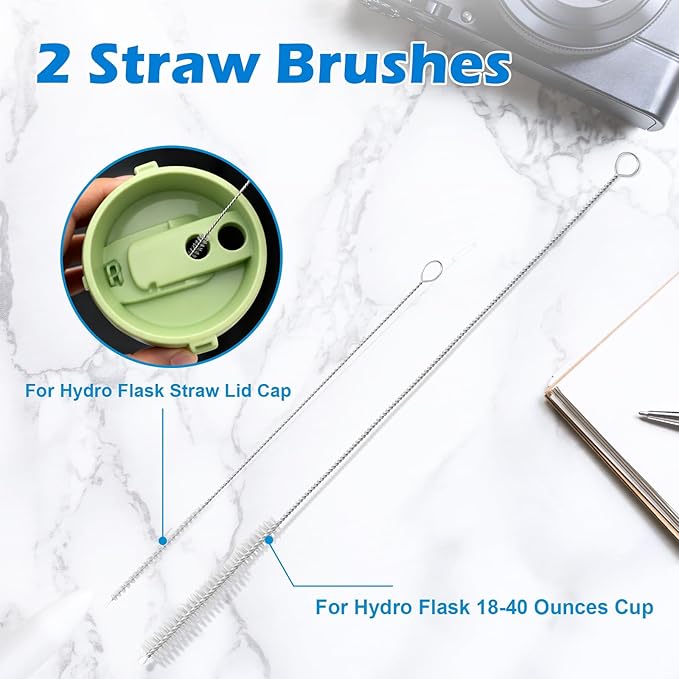 Palksky Water Bottle Cleaner Brush Kit for Hydroflask, Wide Straw Lid Brushes and Long Handle Scrubbing Bottles Brush for Hydro Flask 16/24/32/40 oz Cups Palksky