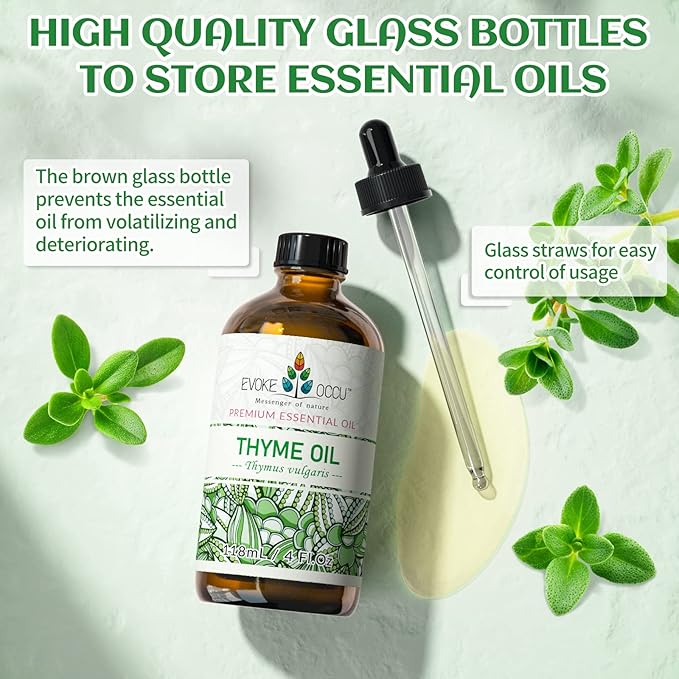 EVOKE OCCU Thyme Essential Oil for Diffuser, Massage, Candle and Soap Making - 4 FL Oz - Bloomnest