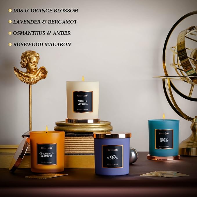 HomeLights Scented Candle Gift Set, Natural Soy Wax Candles, 4 Pack Long Lasting Up 140 Hours, Aromatherapy Candles for Women Men Birthday Thanksgiving Christmas - Bloomnest