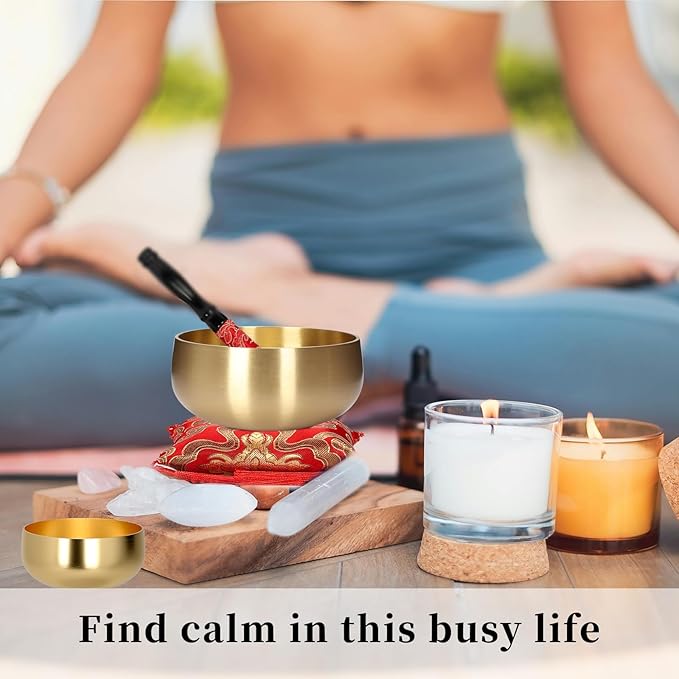 Tibetan Singing Bowl Set - 4" Handcrafted Meditation Sound Bowl for Yoga, Mindfulness Chakra Healing & Stress Relief | Complete Kit with Cushion & Mallet | Spiritual Gifts for Beginners (4 Inch) - Bloomnest