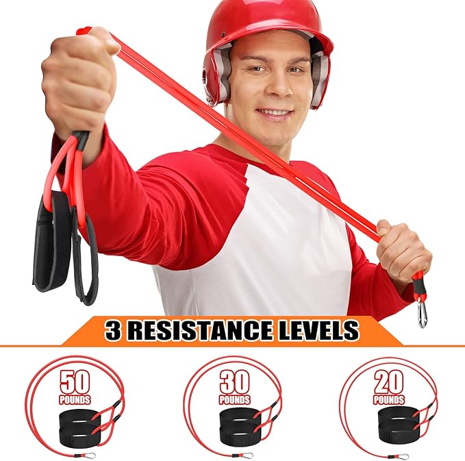 Skylety 3 Pcs Baseball Resistance Bands Youth & Adult Exercise Baseball Pitching Training Bands, 3 Levels 20/30/50 Lbs - Bloomnest