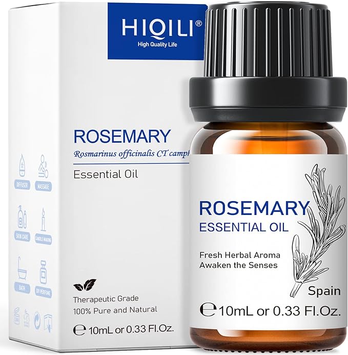 HIQILI Rosemary Oil for Hair Growth, Skin, Scalp, 100% Pure Natural, Add to Shampoo & Conditioner - 0.33 Fl Oz/10 ML - Bloomnest