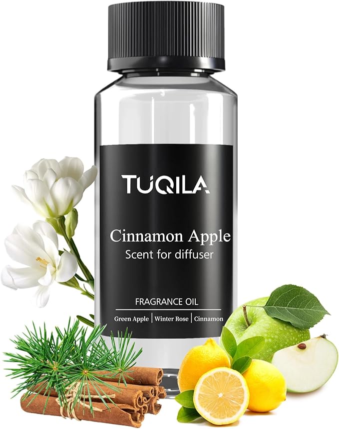 Cinnamon pple Essential Scent Oil - 120ML Waterless Diffuser Oil for Cold Air Diffusers, Luxury Home Fragrance Oils, Natural Flavor Aromatherapy Oils for Spa, Office, Long-Lasting Refill - Bloomnest