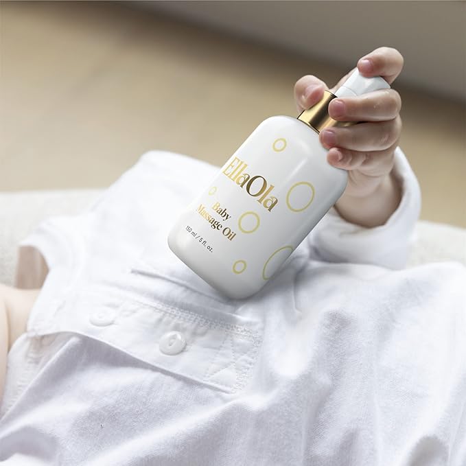 ELLAOLA Organic Moisturizing Baby Massage Oil - Non Greasy Formula Made With Natural Jojoba, Sunflower, and Argan Oil to Hydrate Skin and Protect Against Cradle Cap | 5 fl. oz. - Bloomnest