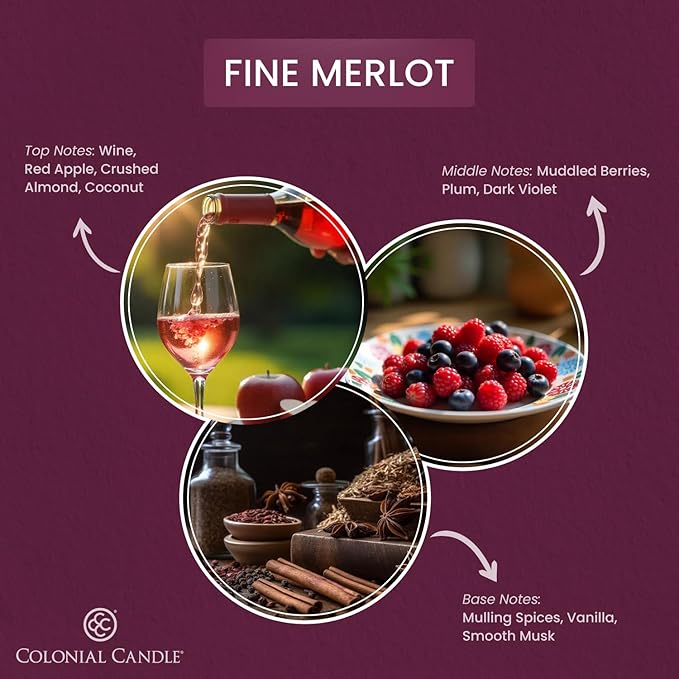 Colonial Candle Fine Merlot Scented Candle Jar, Highly Fragranced Candles for Home Scented, Mottled Wax Candle, 2 Wick, 8 oz - Made in The USA - Bloomnest