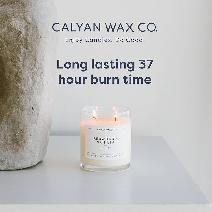Calyan Wax Mahogany & Cashmere Scented Candle, 37 Hour Burn Time, Aromatherapy Soy Candles, Non Toxic & Vegan Soy Wax, Glass Tumbler Scented Candles, 12.5oz - Bloomnest