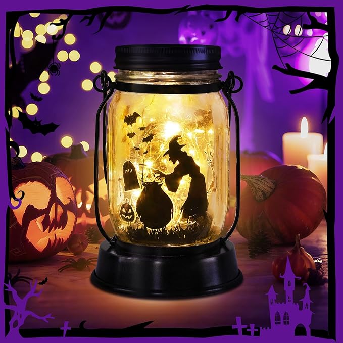 kyoryuger Halloween Decorations Halloween Decor Witch Solar Lanterns Witch Decorations Outdoor Lights Solar Garden for Yard, Patio,Backyard,Porch Torches Lights - Bloomnest