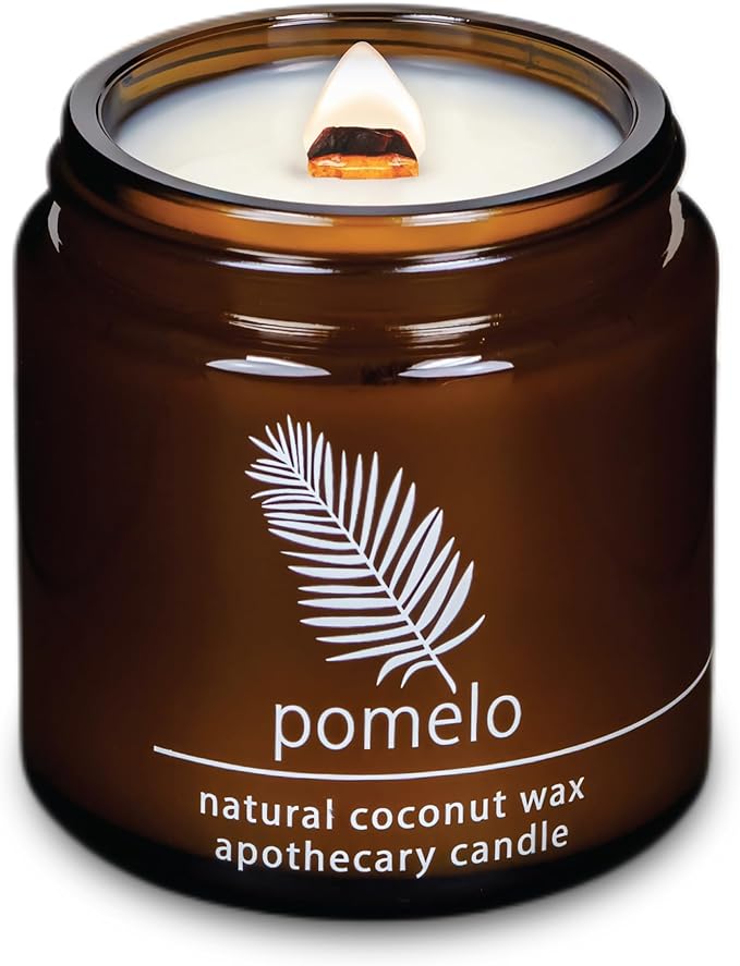 Hemlock Park Crackling Wood Wick Candle Handcrafted with Natural Coconut Wax (Small 4 oz, Pomelo Citrus) - Bloomnest
