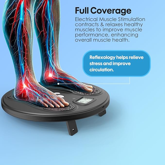 EMS Foot Massager for Neuropathy Foot Massager for Circulation and Pain Relief with TENS Unit Muscle Stimulator for Feet Body, Rechargeable Feet Massager,Health Expert Electronic Stimulator - Bloomnest
