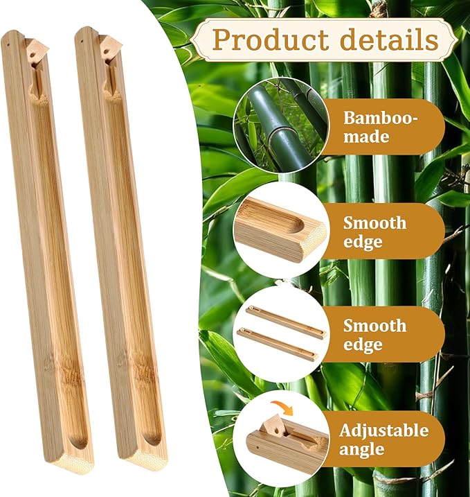 2 Pieces Incense Holder for Sticks with Adjustable Holder Natural Bamboo Incense Stick Wood Stick Angle Home Incenses Burner with Ash Collector Incenss Burner for Meditation Yoga Relaxation Home Decor - Bloomnest