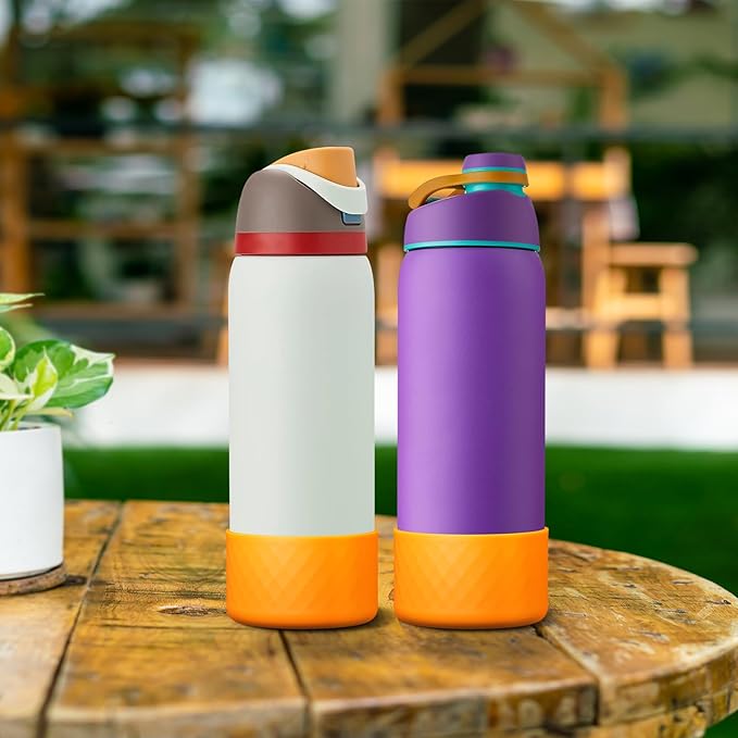 2PCS Silicone Water Bottle Boot for Owala 24oz 32oz 40oz, Anti-Slip Protective Sleeve Bottom Bumper Protector for FreeSip, Twist, and Flip Stainless Steel Water Bottles Alwenid