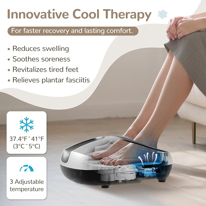 Howdy Cooling and Heating Foot Massager for Feet, Size 13 - Shiatsu Massage with Remote Control, Relief Plantar Fasciitis & Swollen Feet, 2025 Christmas Gift for Her/Him (30% Larger Heat Area) - Bloomnest