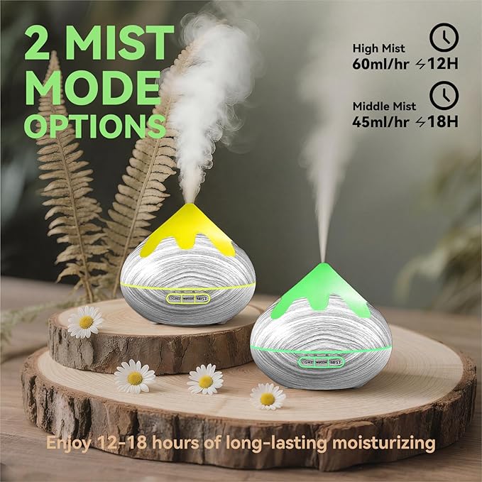 500ML Essential Oil Diffuser, Large Aromatherapy Diffuser with Remote Control, Air Diffusers for Home Office Room, Fragrance Humidifier with 7 Color LED & 2 Mist Mode, Glacier White - Bloomnest